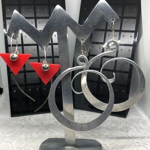 Vintage artisan brutalist style statement earrings.